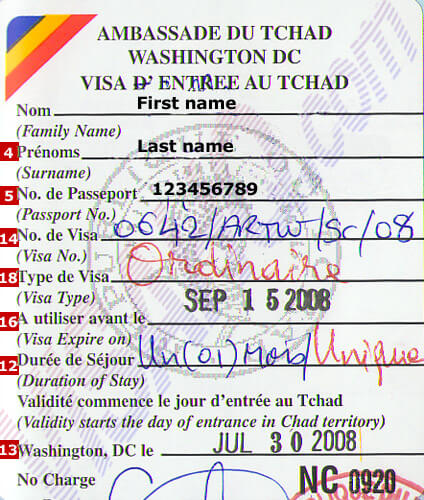 Visa Tchad