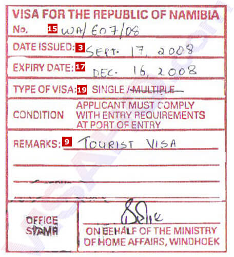 Visa Namibie